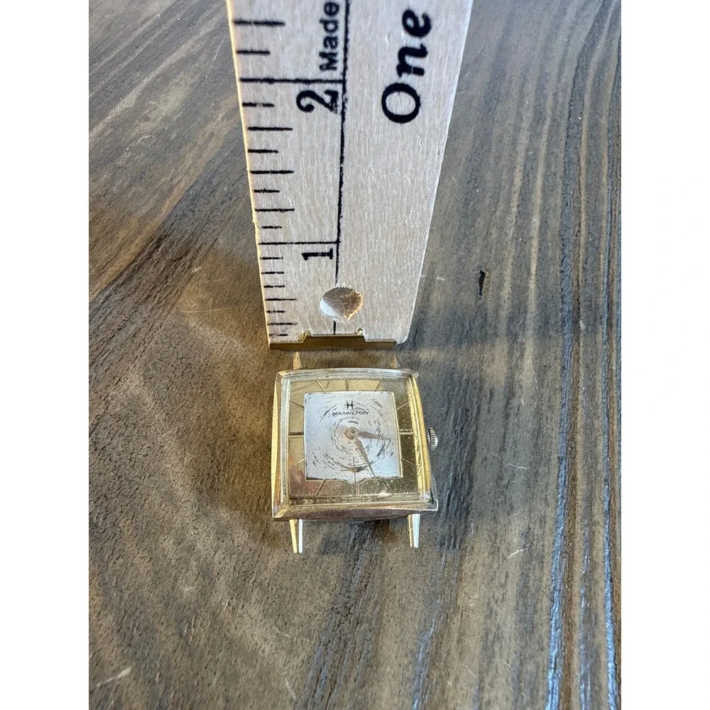 Vintage Hamilton Square Watch Head Men's 28mm Gold 10K RGP Manual Wind Working